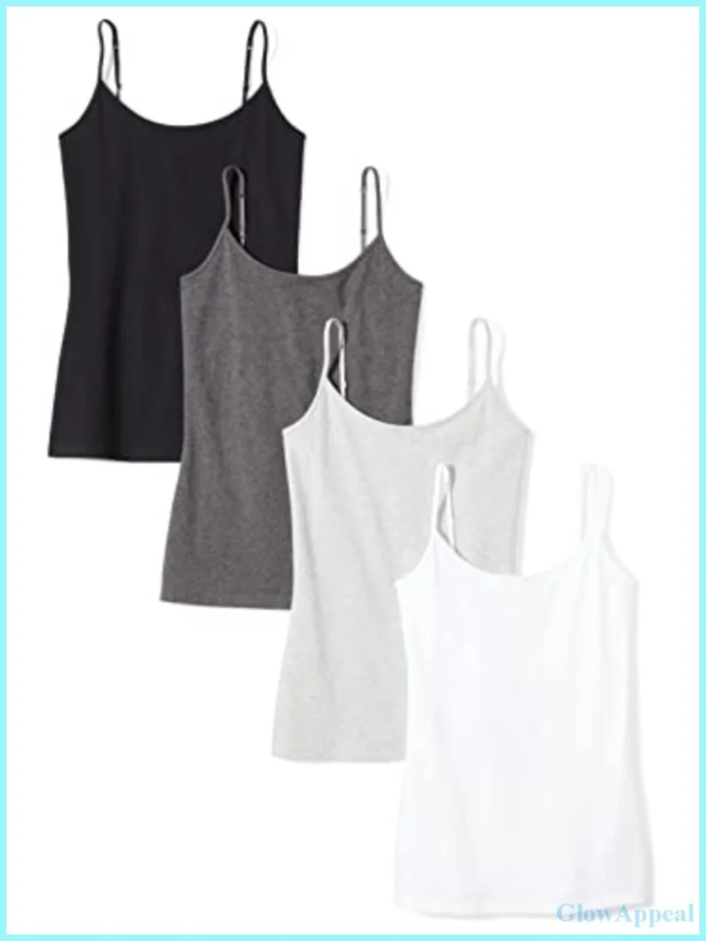 Slim-Fit Camisole Pack of 4 Scoop Neck Adjustable Straps Cotton Blend Stretch